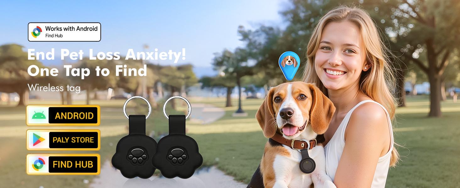 Android tracker tag, Google certified smart tracker, with silicone shell, Wireless Tag, can be used with Google Find hub, can store keys, luggage, backpacks, pets, IP67 waterproof and replaceable battery (Android only)