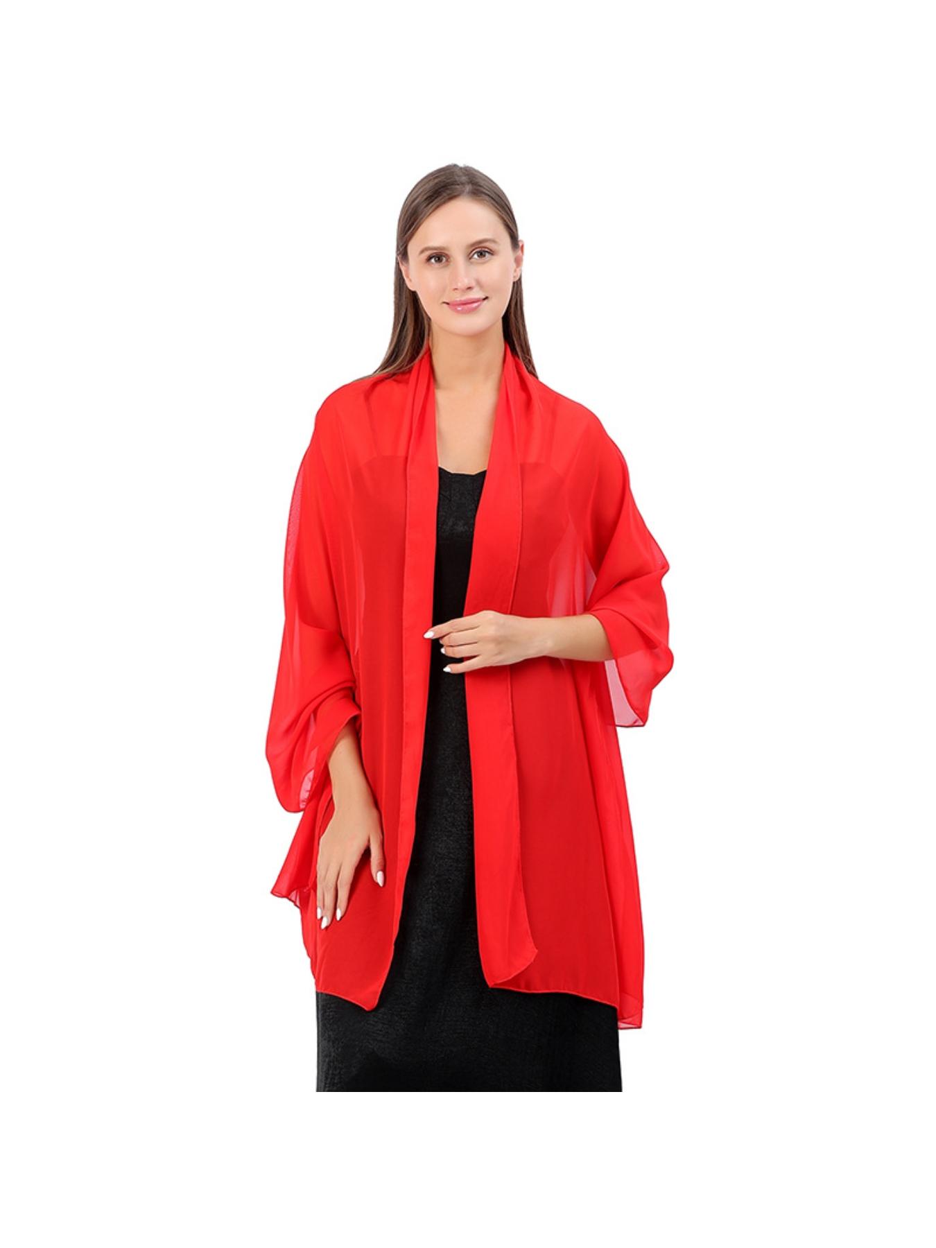 High-quality solid chiffon evening shawl for bridesmaid wedding dress, cheongsam, party shawl and scarf two-in-one for women