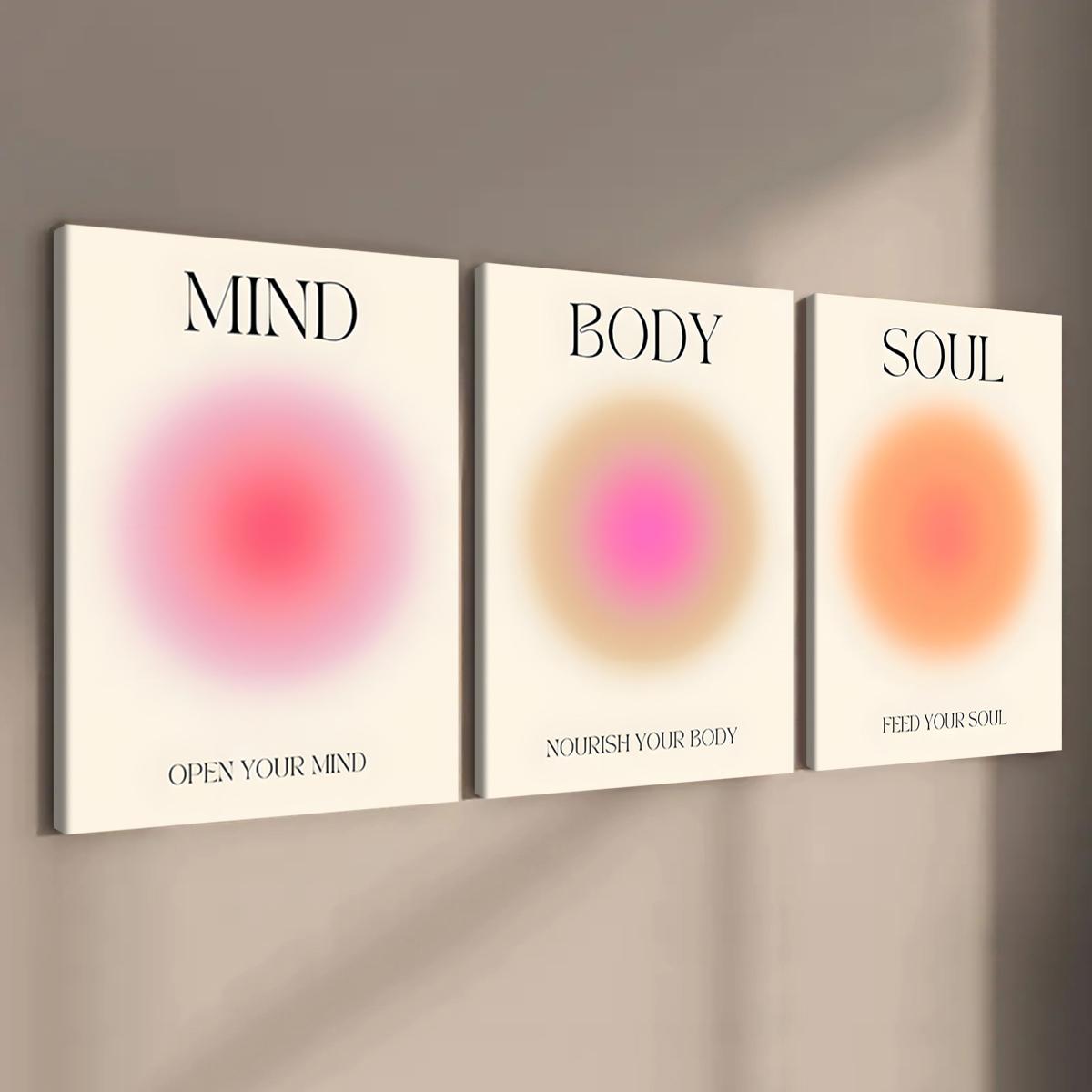 Wooden Framed Canvas Painting, 3 Counts/set Modern Wall Art, Angel Halo Canvas Poster, Wall Decor for Home Living Room Bedroom Office