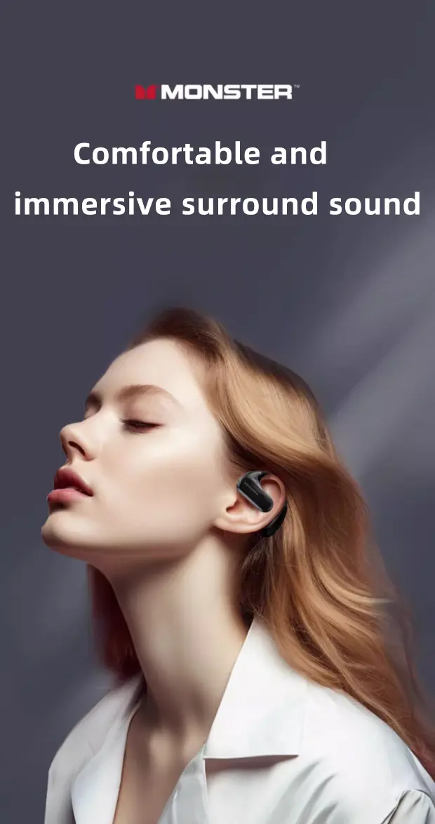 Monster Open Ear Headphones AC320,  Wireless Earbuds Bluetooth 5.4 with Clear Talk, Stylish Rotating Case with Lanyard, Type-C Charging, Comfort Fit, 24H Playback, Water Resistant Sport Earbuds - SummerWins - DealsForYouDays