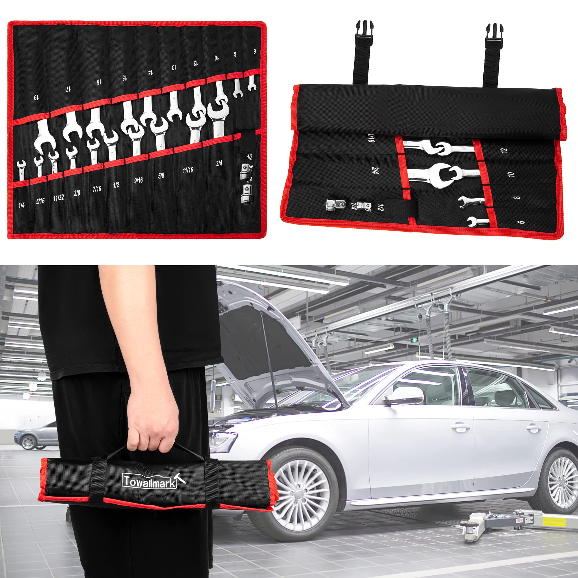 【GARVEE】 Ratcheting Wrench Set 20 PCS SAE 1/4"-3/4", Metric 6-19mm, Flex Head 72-Tooth, Chrome Vanadium Steel, Includes Storage Bag Hand Tools Metal Heavy Duty