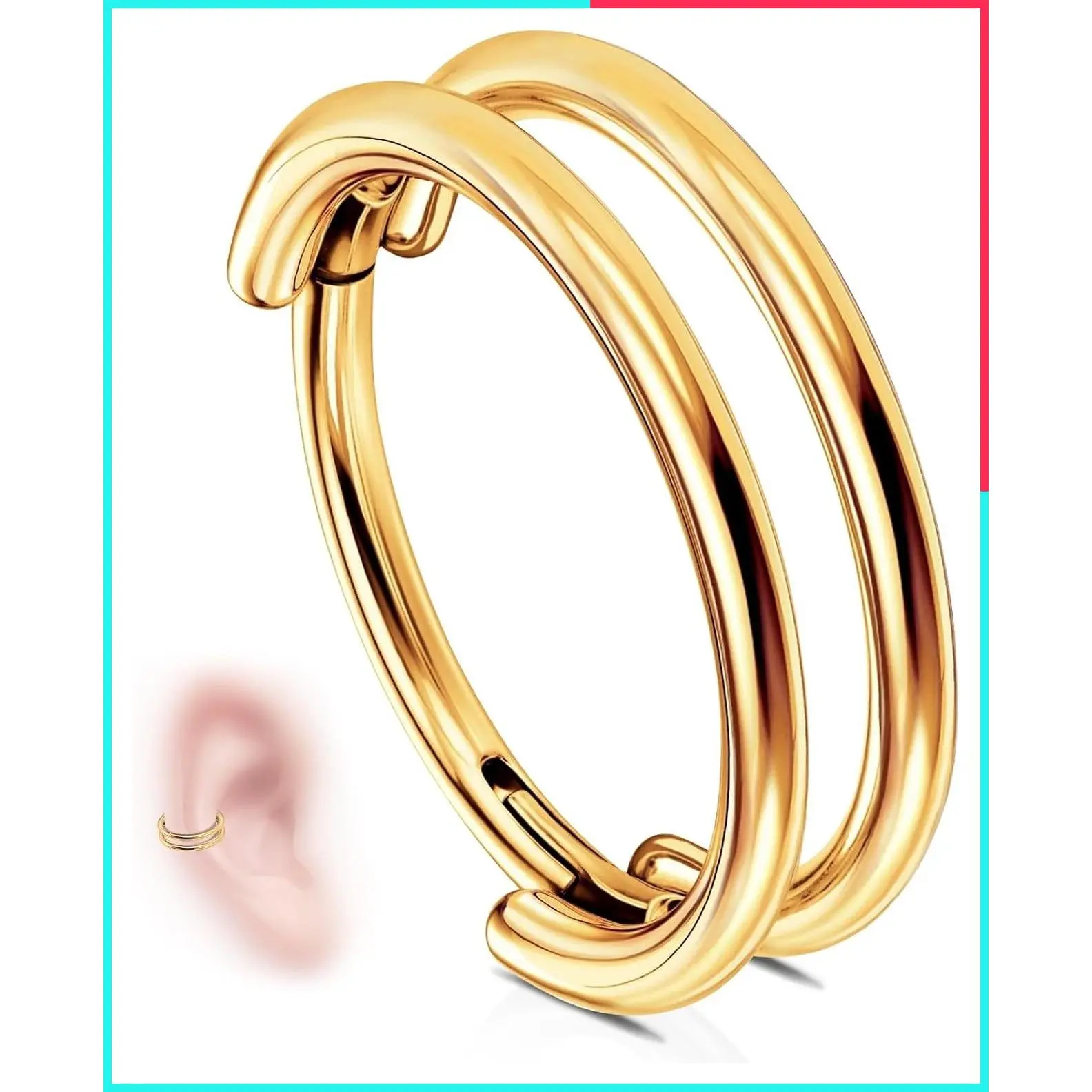 G23 Titanium Hinged Segment Clicker Hoop Earring for Cartilage Conch Nose Septum Rook Daith Tragus Piercing Jewelry Hypoallergenic