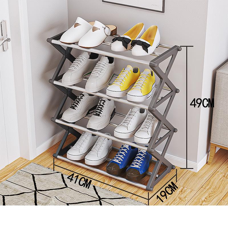 4 Layer Simple Shoe Rack, Shoe Shelf Organizer, Stackable Space Saving, Living Room Bedroom Universal Storage, Easy Assembly, 5 Colors, 2 Styles, Shoe Rack Organizer