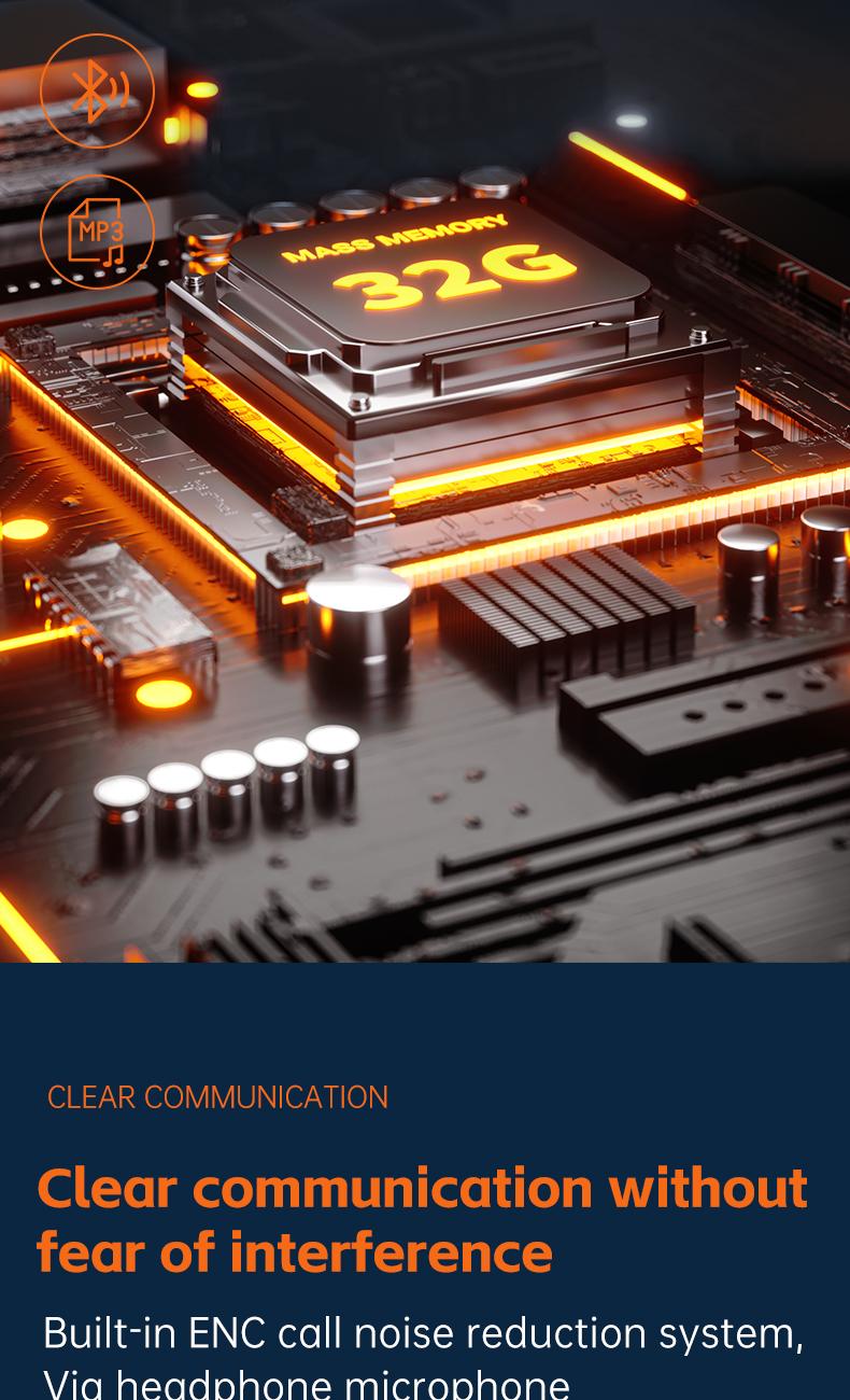 POLVCDG X6 wireless bone conduction headphones are deeply waterproof, 10 hours long battery life, 28g lightweight body 32GB large capacity.