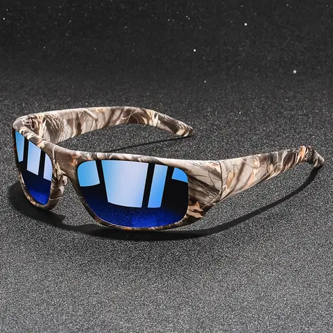 Latest model camouflage square sports glasses, sporty eyewear, Fashion sports eyewear, unisex, provide multiple color options, graffiti pattern printed on the inside of the mirror legs, trendy visual effect, Ideal choice for outdoor activities