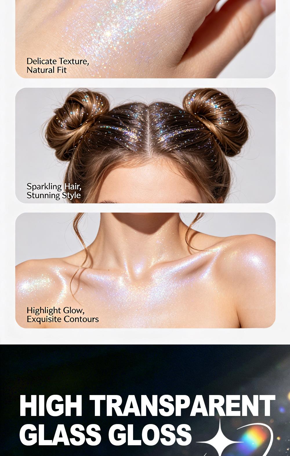 1PC Fit Colors Glitter Spray, Fine Shimmer Highlighter, Long-Lasting Sweatproof, for Face & Body, Stage & Party Makeup, Holographic Glitter Spray, Body Shimmer Spray, Shimmering Body Glitter