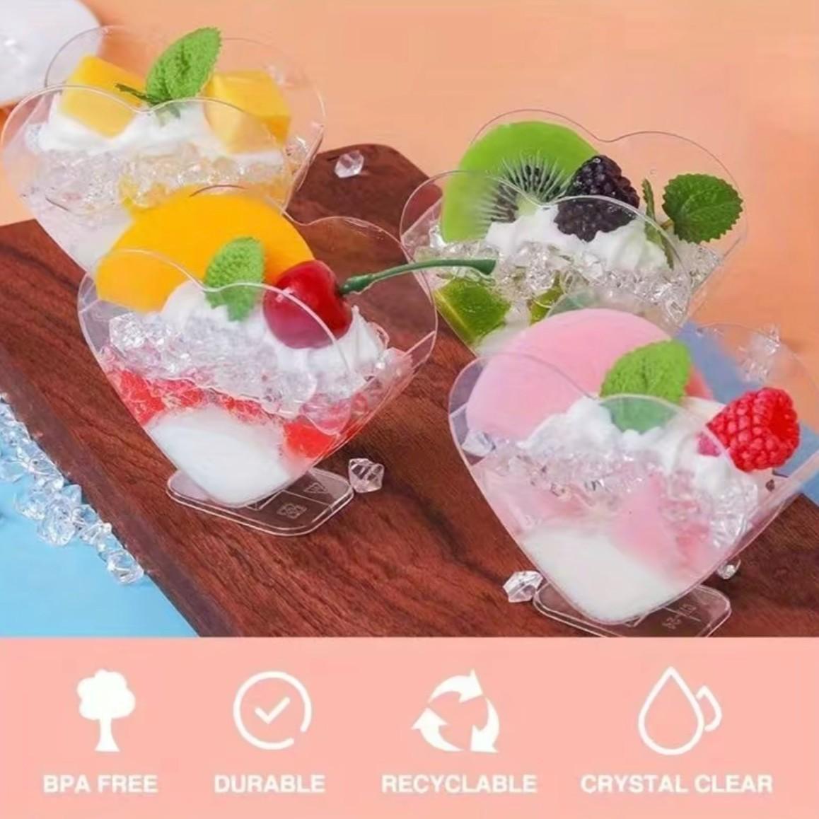 Clear Heart Shaped Dessert Cup, 30pcs Mini Serving Bowl for Appetizers and Snacks, Small Charcuterie Cups & Kitchenware for Home Party, Buffet, Wedding