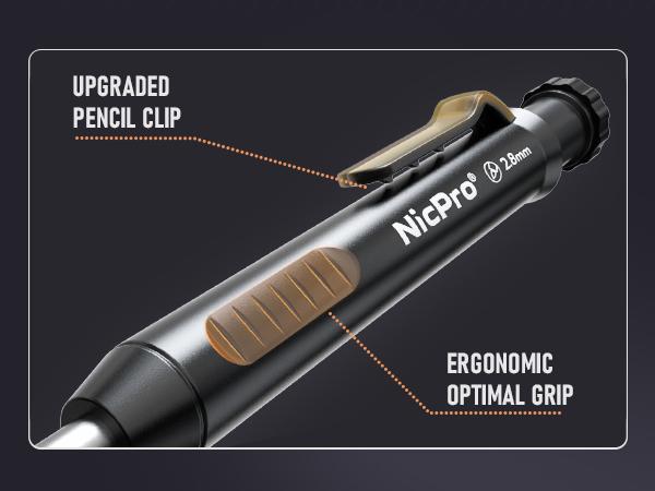 Nicpro 4 Pack Carpenter Pencil with Sharpener & Sleeve, Mechanical Carpenter Pencils Set with 52 Refill, Deep Hole Marker Woodworking Pencils, Heavy Duty Construction Pencils for Architect-with Case