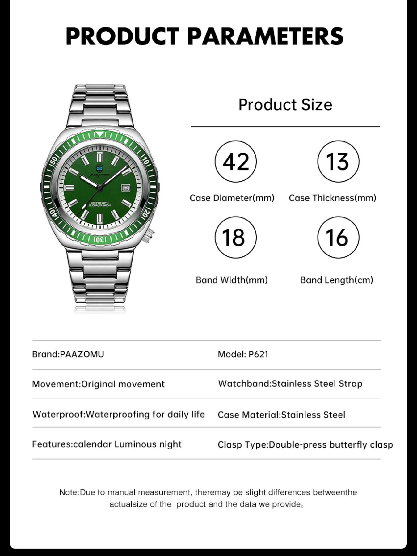 Paazomu 2026 Men's Watch, Original Fashion Business Brand, Waterproof Quartz Wrist Watch, Sport Clock, Automatic Date Watch, Male Reloj