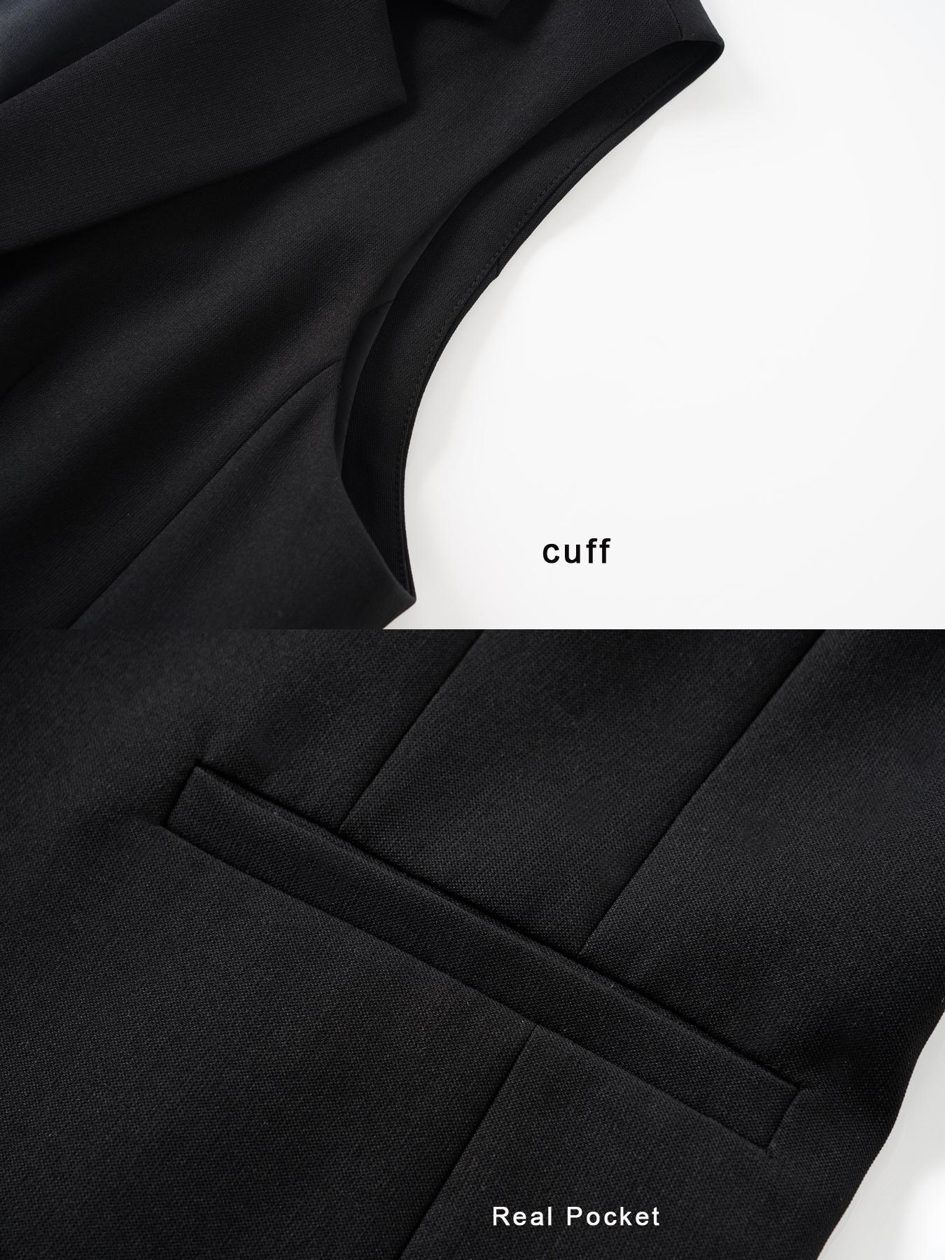 Women's Solid Color Sleeveless Blazer Vest, Plain Color Waistcoat, Elegant Outerwear for Work Office Business, Ladies Spring & Fall Clothes