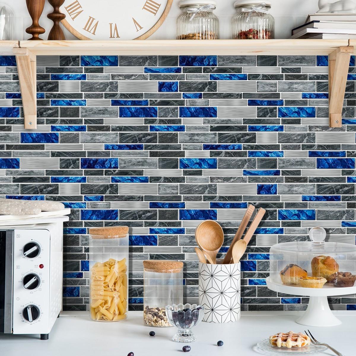 Simulation Marble Splicing Models Tile Wall Stickers, Self-Adhesive Waterproof Wallpaper, Bathroom & Kitchen Wall Decoration