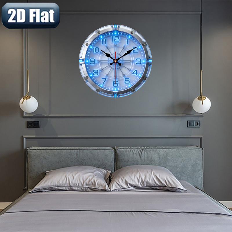 1pc 2D Flat Technology and Mechanical Theme Wall Clock | Silent Decorative Clock, Creative Design, Suitable for Bedrooms, Living Rooms, Offices, 25/30 cm (Without AA Batteries)