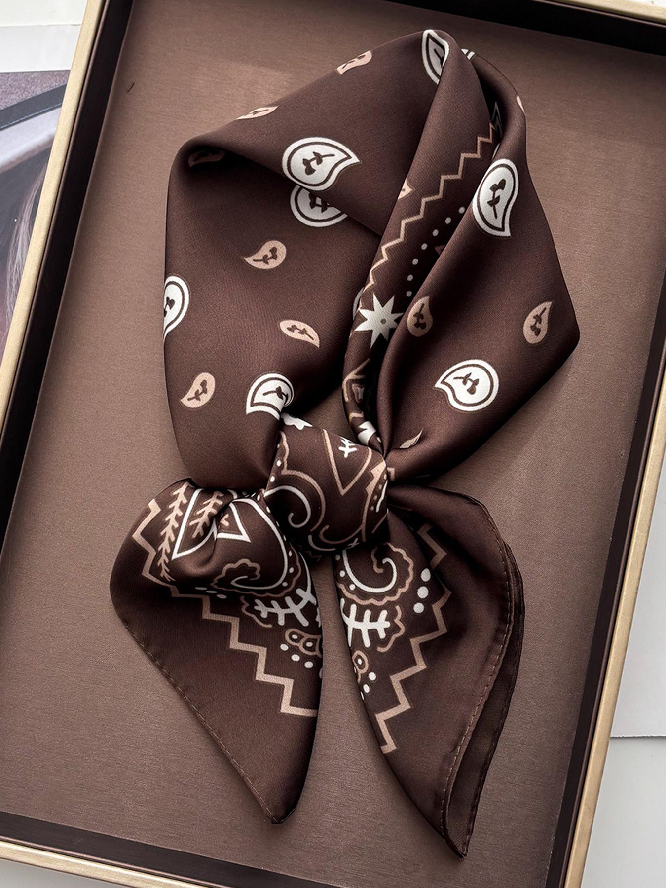 Luxury Square Scarf For Women Ladies Paceley Hijab 70*70cm Elegant Neckerchief Bandanas Soft Stain Faux Silk Scarves Shawl Warps Paisley Print Scarf Fashion Shawl Wrap