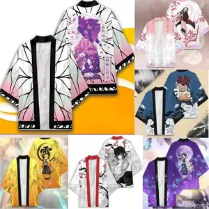 Summer Devil Killer Cosplay Male Japanese Anime 3D Printed Casual Half Sleeved Top Cardigan
