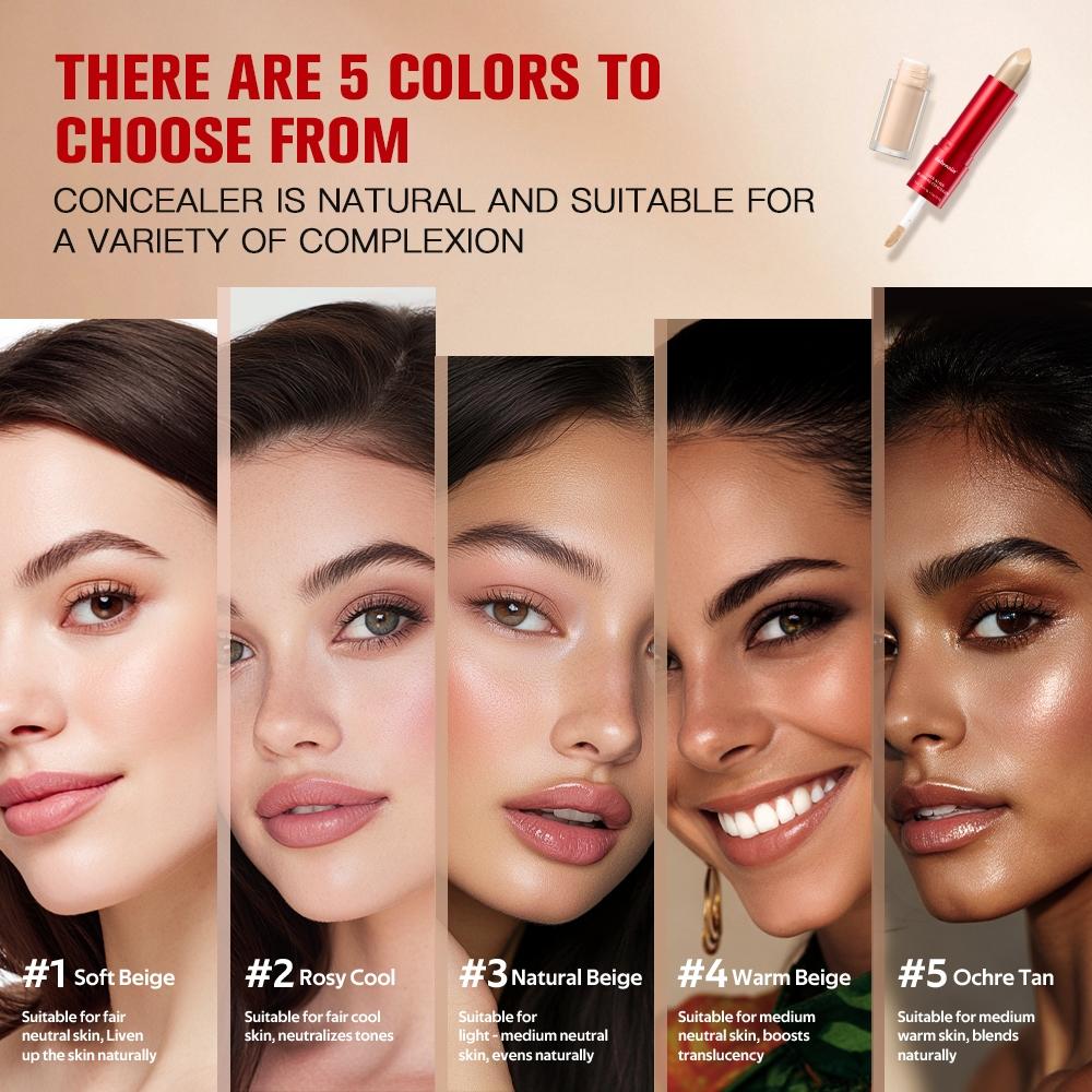 Long-lasting Glide&Hide Blurring Concealer, Concealer Foundation Hybrid, High-Coverage Concealer, Conceals Dark Circles and Wrinkles, Dual formula Including Liquid Tip & Balm Stick, Waterproof & Sweatproof, Smoothes & Brightens, Travel-Friendly Cosmetics