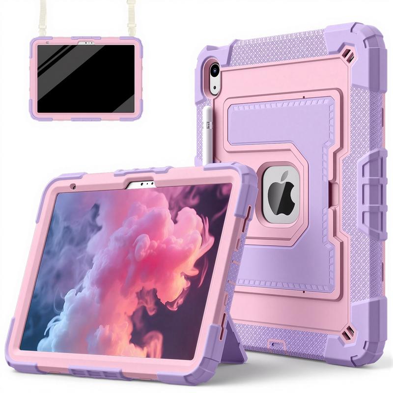 SPALLO for iPad Air 7th/6th Generation M3/M2 11-Inch 2025/2024,Kids Friendly iPad 11th/10th/9th/8th 2022/2021/2020 with Shoulder Strap/Pencil Holder,Heavy Duty Protection Shockproof Cover for i Pad Mini (A17pro) 7th/6th Gen 8.3"- Black+Blue