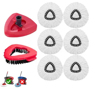 8-Pack Reusable Mop Head Replacement for O 1-Tank System, Microfiber Spin Mop Refills Compatible with Vileda 2-in-1 Turbo Triangle