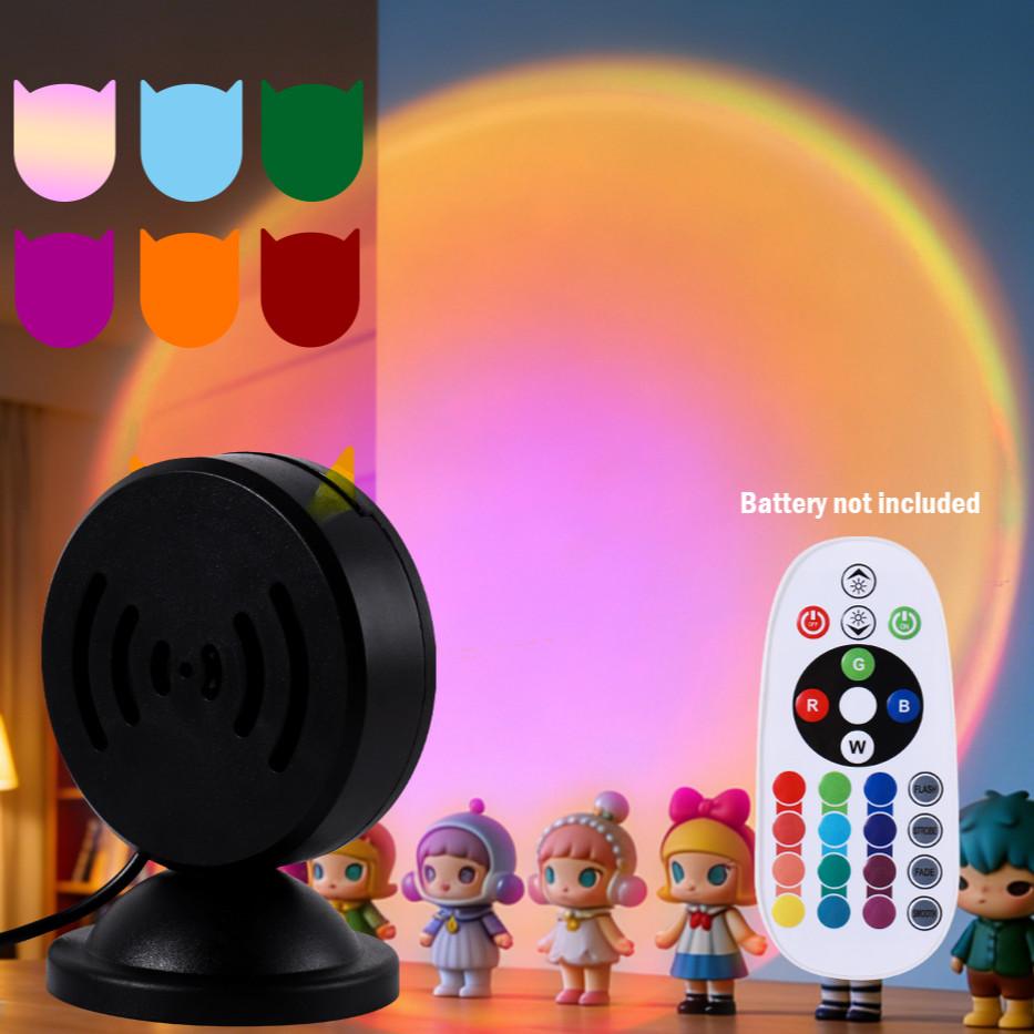 Sunset lamp projector with 6Pcs Color Films, 16 color changing rainbow light with Remote Controlled LED Table Lamp USB Sunlight Lamp for bedroom, aesthetic room decor, TikTok vibe