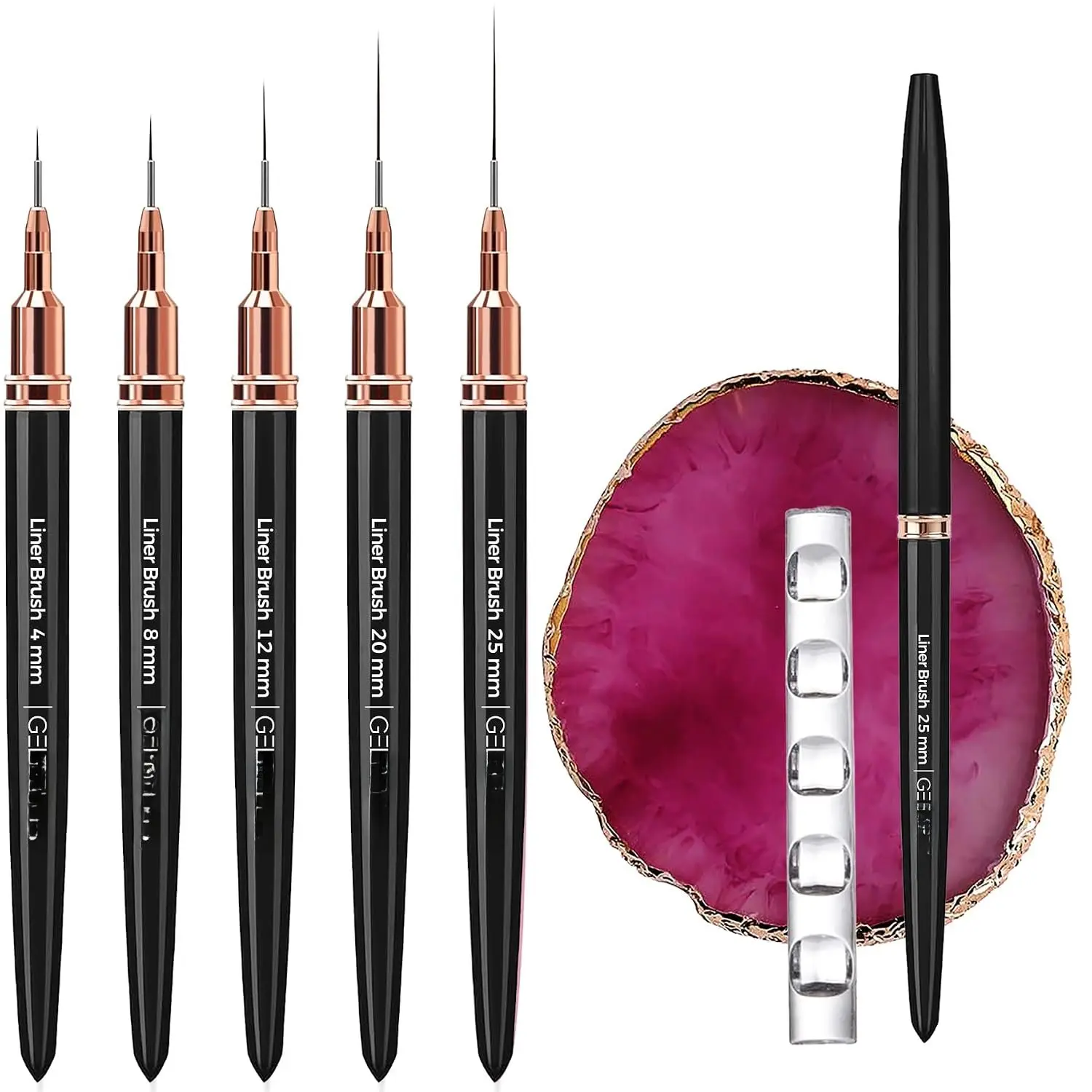 7 count Black  Art Brush Set with    & Holder