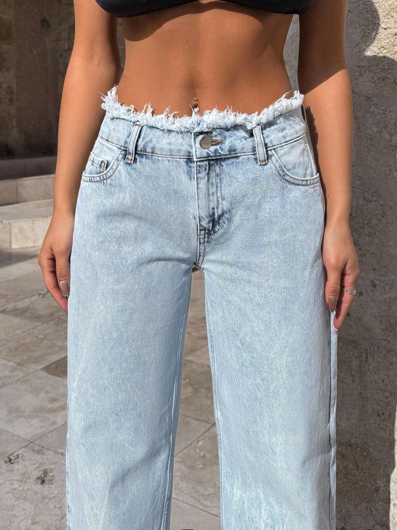 Women's High Waist Raw Hem Baggy Jeans, 2026 T-Chic All-Season Versatile Outdoor Casual Pants, Comfortable Outdoor Wear, Stylish Ladies' Bottoms Women's High Waist Raw Hem Baggy Jeans, 2026 T-Chic All-Season Versatile Outdoor Casual Pants, Comfortable Outdoor Wear, Stylish Ladies' Bottoms