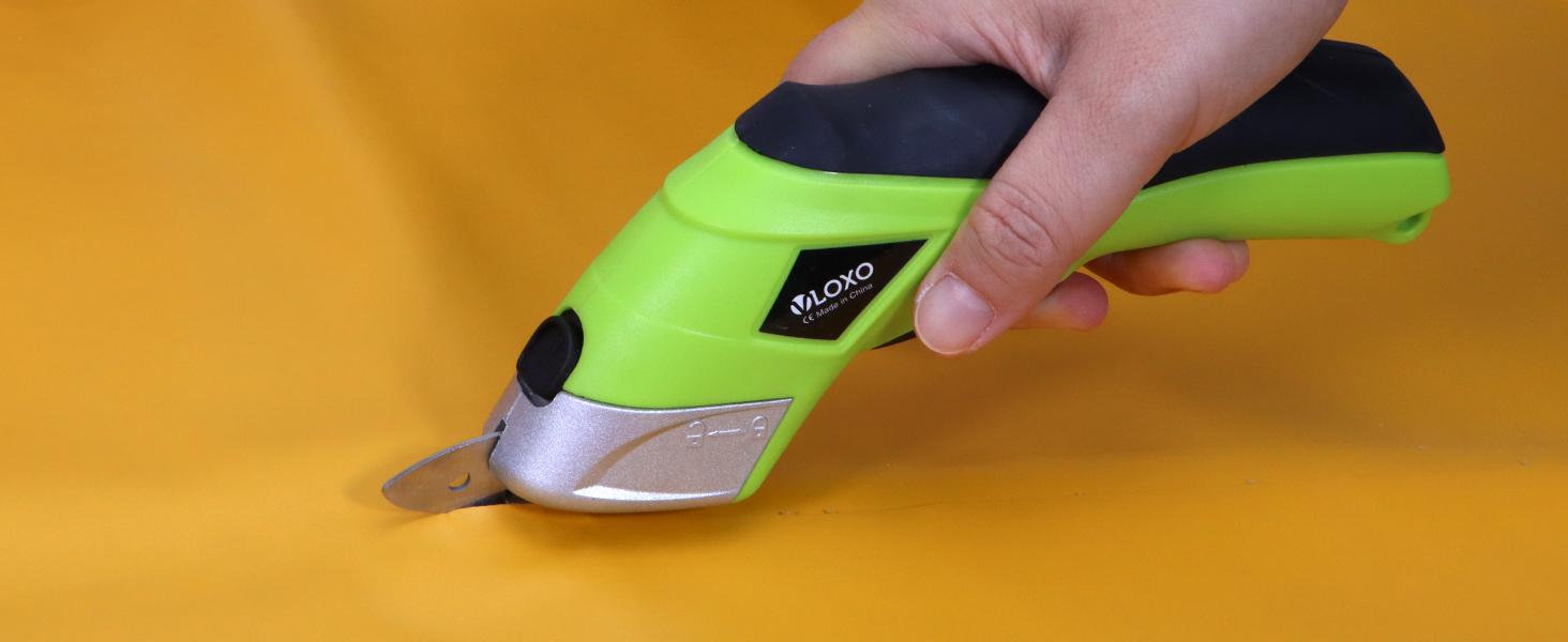 Electric Scissors Electric Box for Cardboard |   Electric Scissors with Blades and Charging Adapter for Crafts Carpet Felt with Case Green CS4001