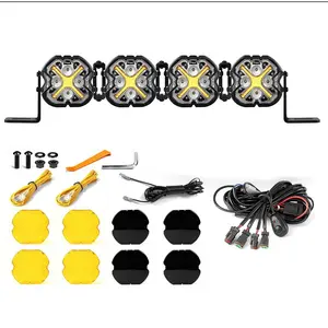 Offroad LED Pod Lights - Clear X-Style White/Amber DRL Front Bumper Light Bars for Automotive Use