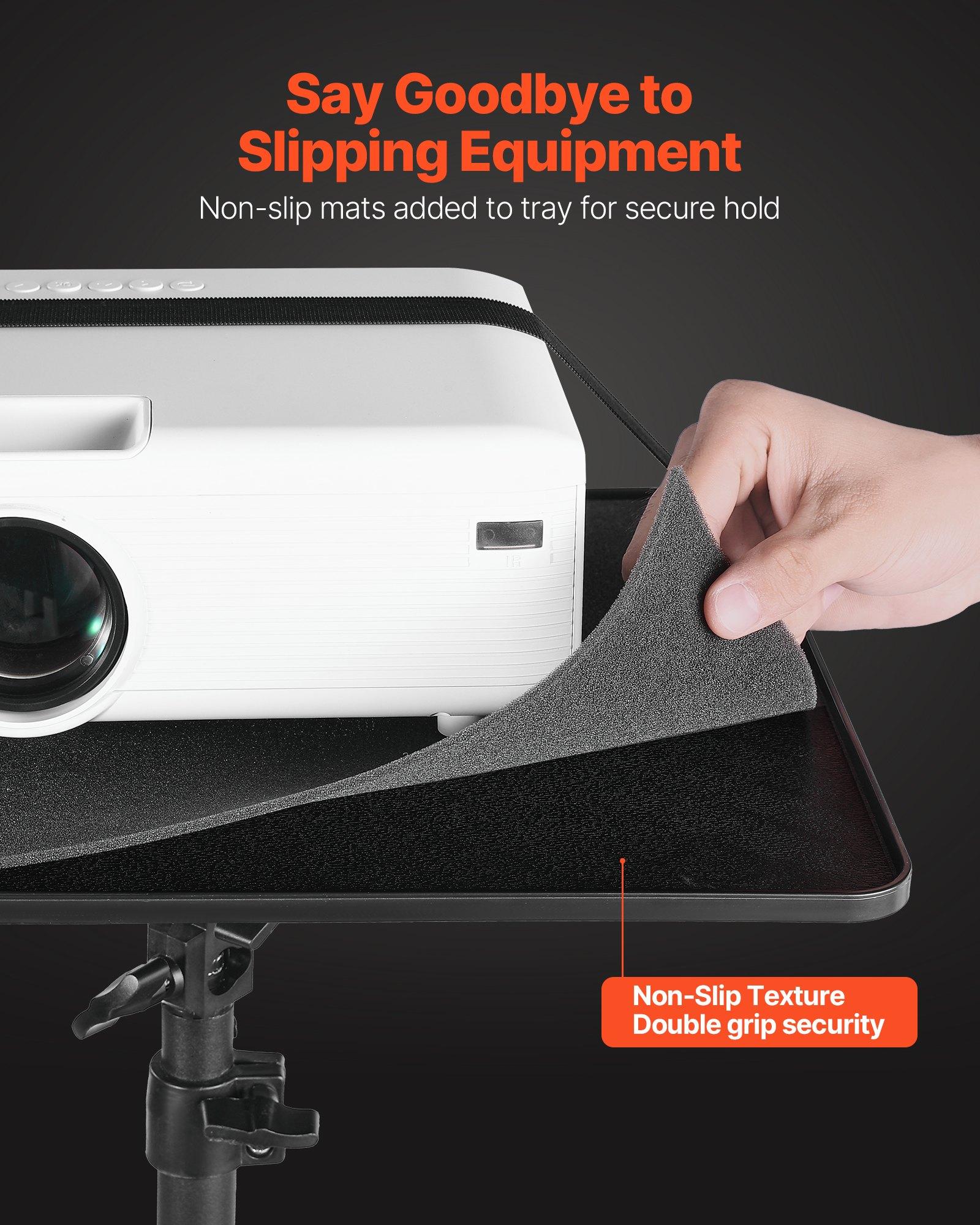 VEVOR Projector Stand, 2 Shelves Laptop Floor Stand, Projector Stands Table with Adjustable Height 33.86 to 53.54 inch, I-Beam Frame Projectors Stands Tripod for Meetings, Outdoor Movies, Video Stand