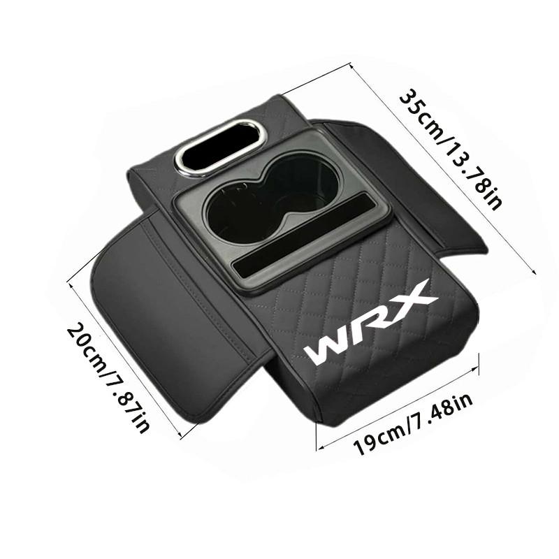 Subaru Wrx Ergonomic Armrest Pad, Thick Elastic Sponge, Dual Water Cup Slots, Paper Towel Holder, Large Capacity Bag, Car Interior Accessory