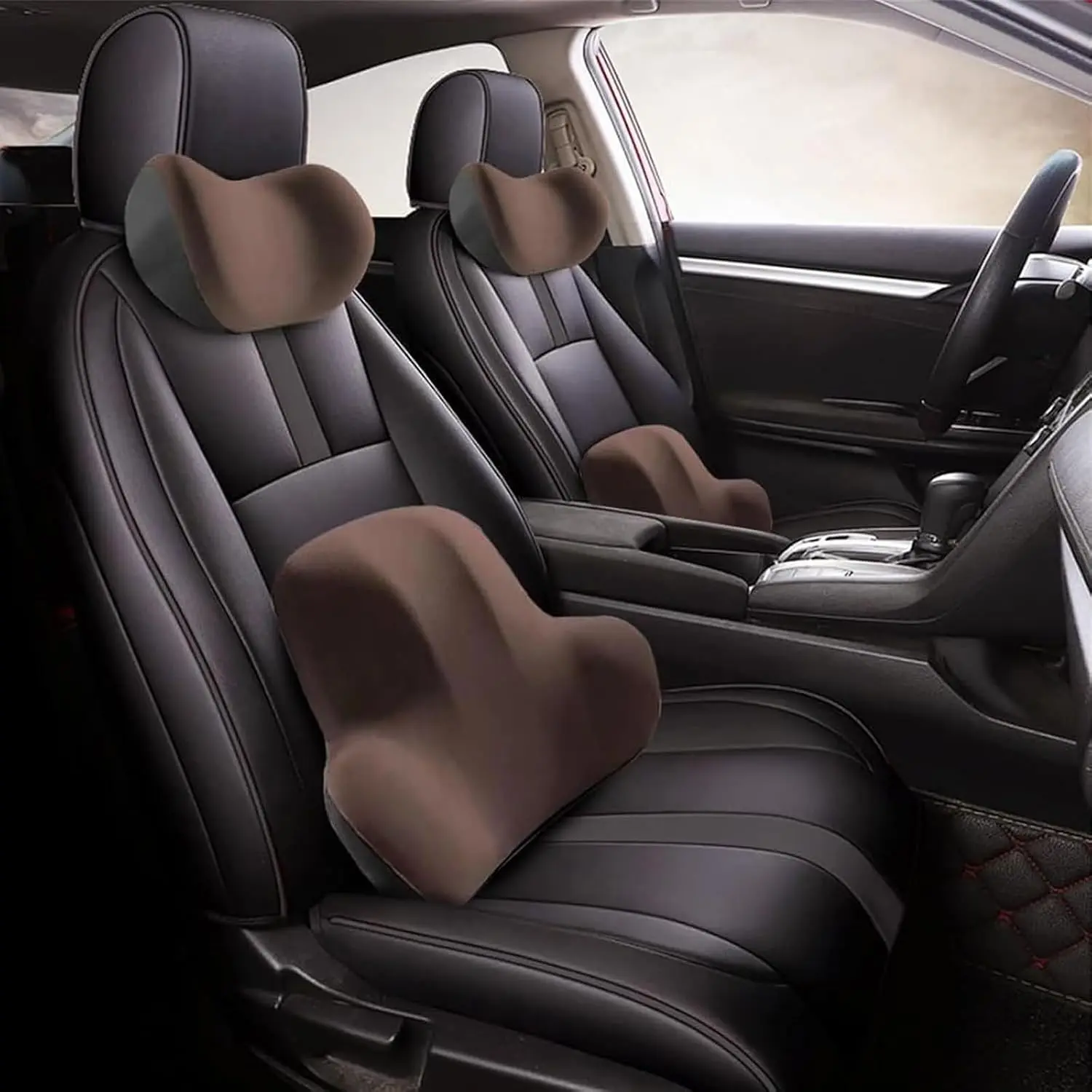 Advanced Car Headrest and Lumbar Support Set, Comfortable Breathable Mesh Cover, All-Season Use, Reduces Fatigue for Drivers and Passengers