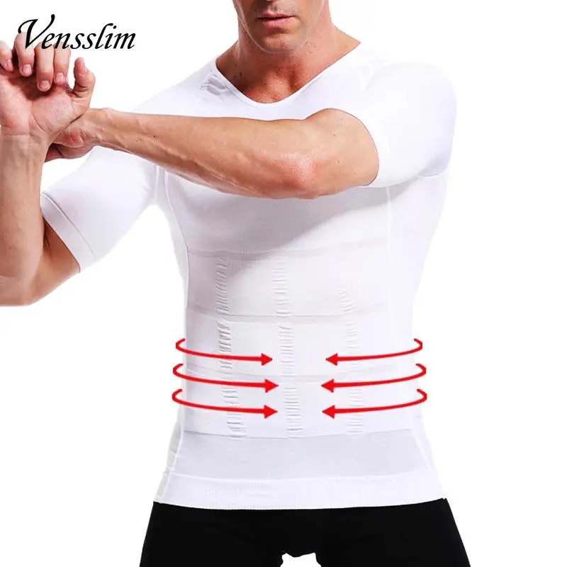 Vensslim Men's Slim-Fit Body Shaper Vest - Belly Control Underwear, Waist Trainer, Posture Corrective Corset Top