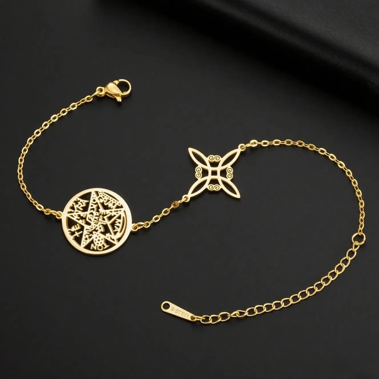 Jeshayuan Witch Knot Bracelet Jewish Hebrew Tetragrammaton Bracelet Witchcraft Pentagram Bracelet For Women Amulet Jewelry Gift
