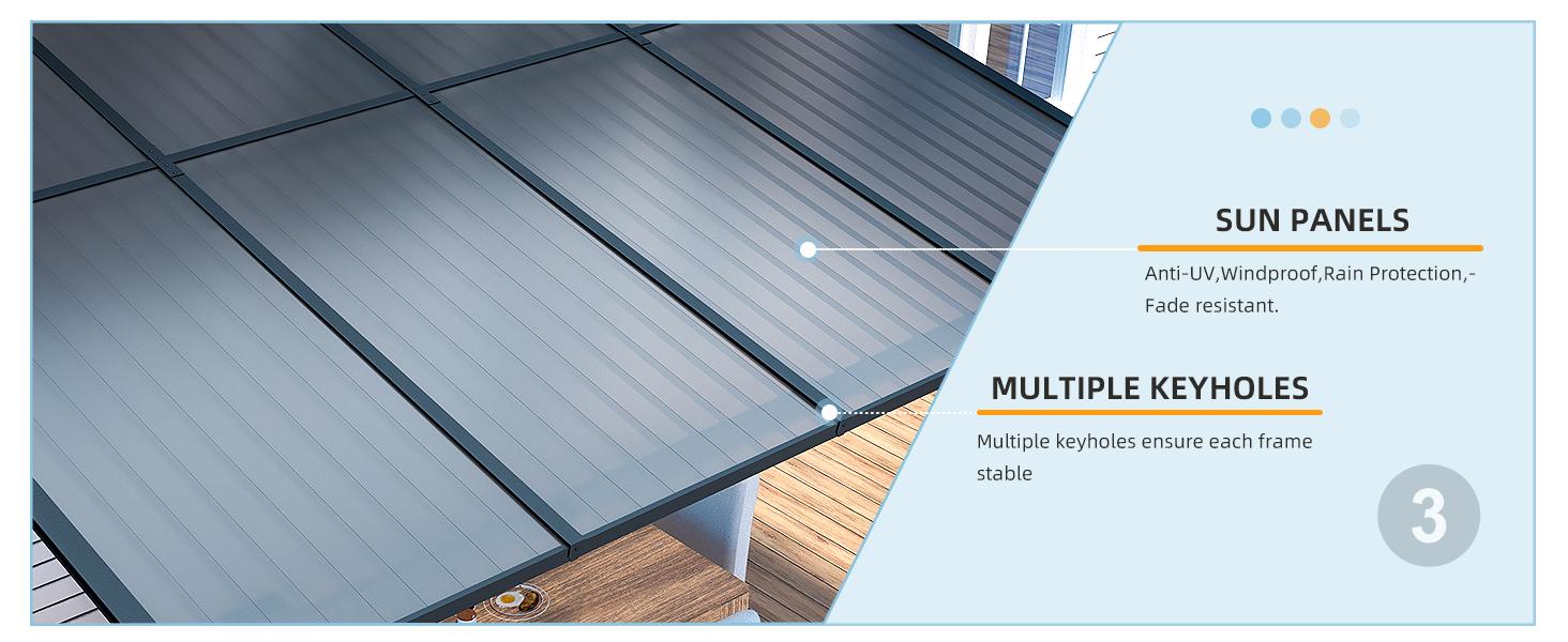 YODOLLA Gazebo for Patio Hard Top Lean to Pergola with Roof Large Wall-Mounted Heavy Duty Awnings for Outdoor Shade Canopy Adjustable Shade