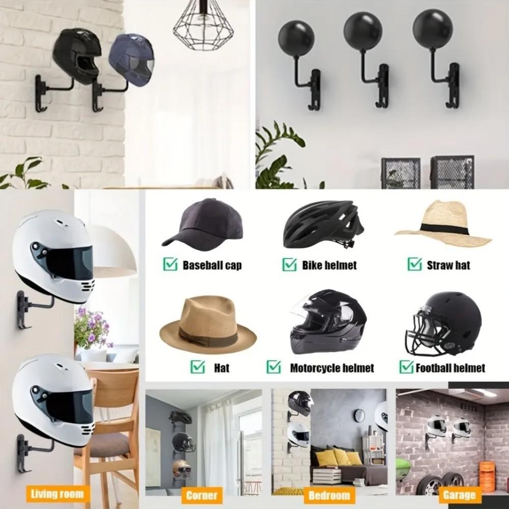 Heavy-Duty Aluminum Alloy 180° Rotatable Motorcycle Helmet Wall Rack, High-Quality Helmet Holder with Hooks, Reliable Storage for Helmets & Caps