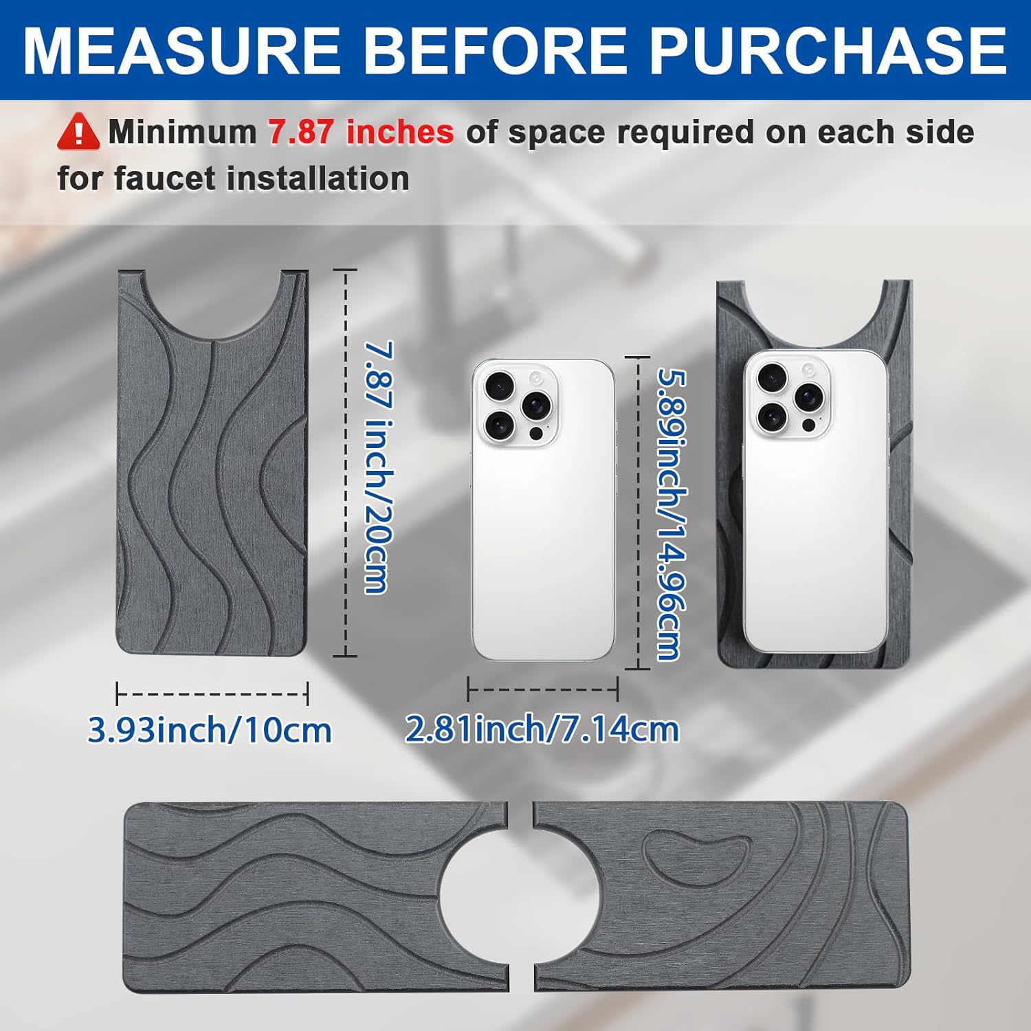 2 count Faucet Mat for Kitchen Sink 15.74"x3.94" Diatomite Quick Dry Sink Splash Guard Absorbent Kitchen Stone Sink Tray Faucet Splash Guard for Bathroom Counter 2 count Faucet Mat for Kitchen Sink 15.74"x3.94" Diatomite Quick Dry Sink Splash Guard Absorbent Kitchen Stone Sink Tray Faucet Splash Guard for Bathroom Counter