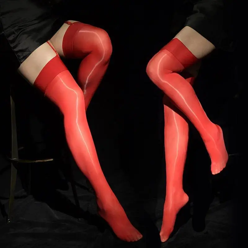 Gay Leggins Sexy Men Women Oil Shiny High Stockings Vintage Glossy Stocking Tight Shaping Elastic Stockings Overknee Plus Size