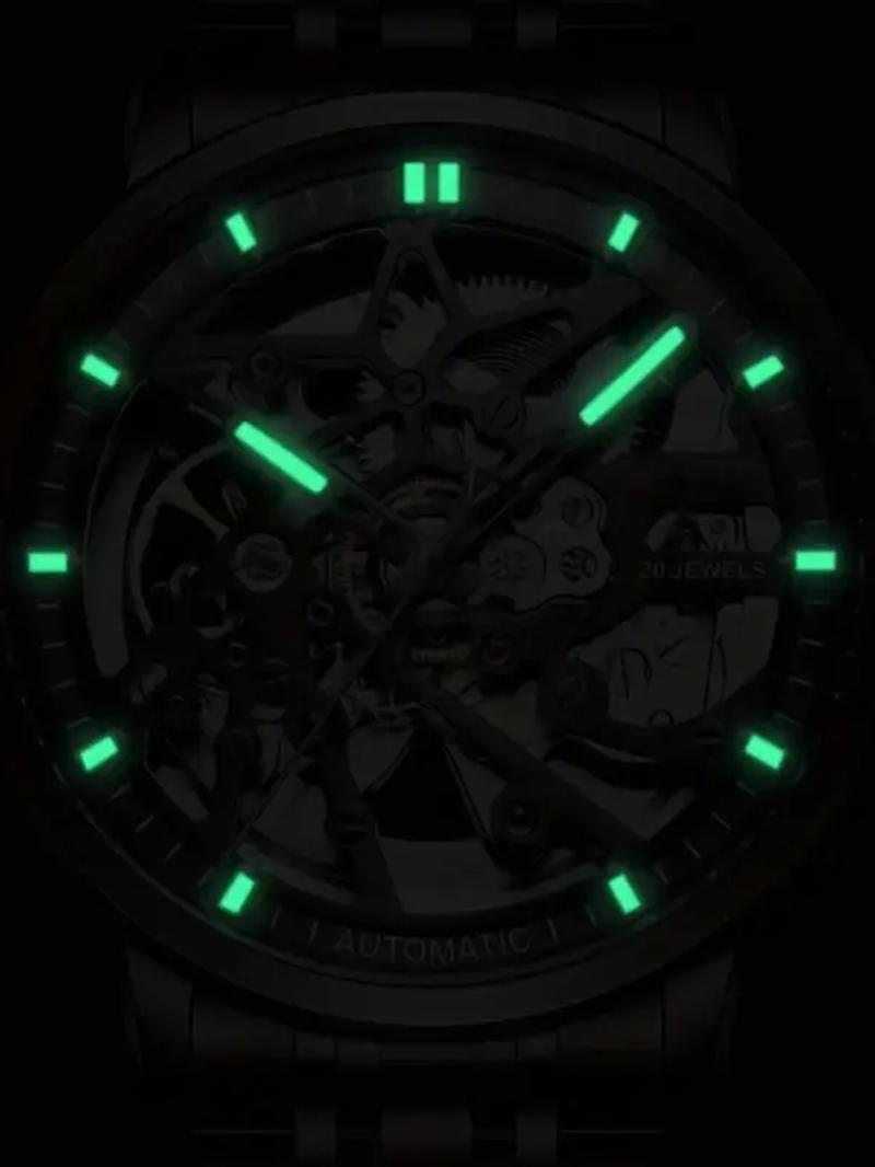 Men's Business Fashion Automatic Round Dial Mechanical Watch with Engraved Design, Elegant All-match Fashion Accessories for Daily Wear, Exquisite Accessories for Birthday Gifts, Mechanical Style Watches