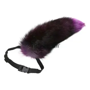 Foxes Tail Adjustable Belt Plush Animal Tail Handmade Tail Halloween Party Costume Accessories for Adult Woman Man Y1AC