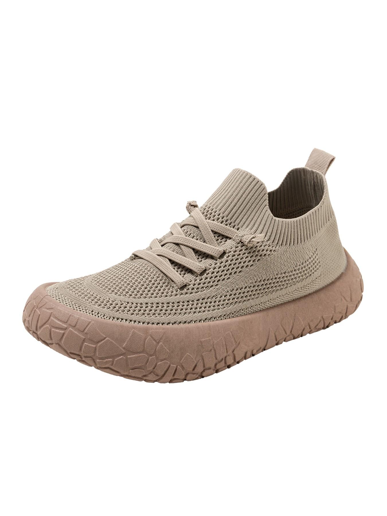 Women's Sock Laces Sports Walking Athletic Shoes, Breathable Knit Mesh, Soft Thick Anti-Slip Casual Sole, Wide Fit, All Seasons, Nonslip Walking Shoes