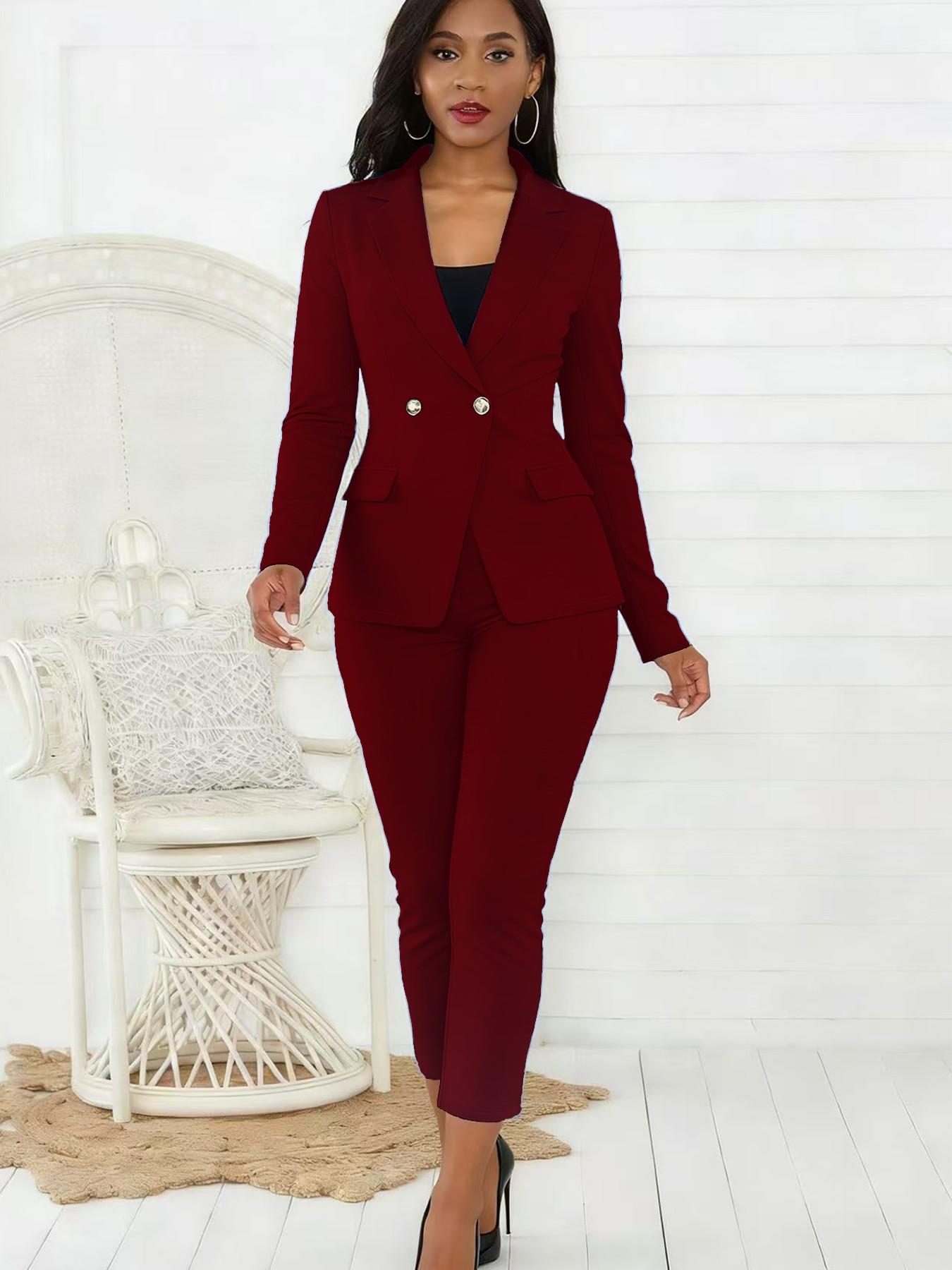 Women's Business Style New Arrival 2-Piece Set Casual Elegant Fashion Long Sleeve Blazer & Seven-Quarter Pants Suit M2631