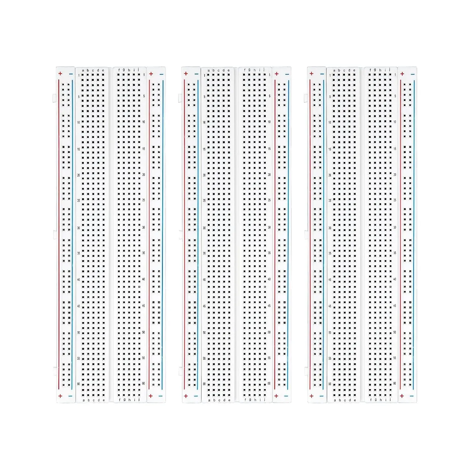 3pcs Breadboard 830-Point Solderless Prototype PCB Board Kit Compatible with Arduino, Proto Shield Distribution Connecting Blocks, 4 Power Rails, Side Clips, Adhesive Backs for Circuit