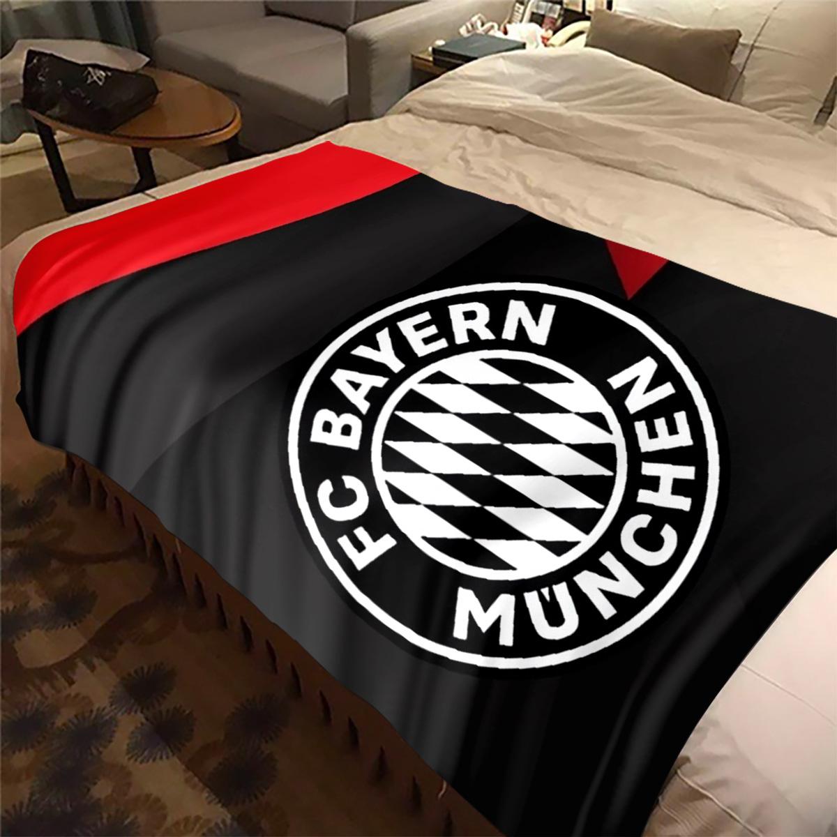 FC Bayern Munchen Printed Cute Cartoon Plush Blanket Suitable for All Seasons, Soft and Comfortable Sofa Mattress Office Outdoor Blanket Camping Travel Home Blanket Black Friday Christmas Gift C975