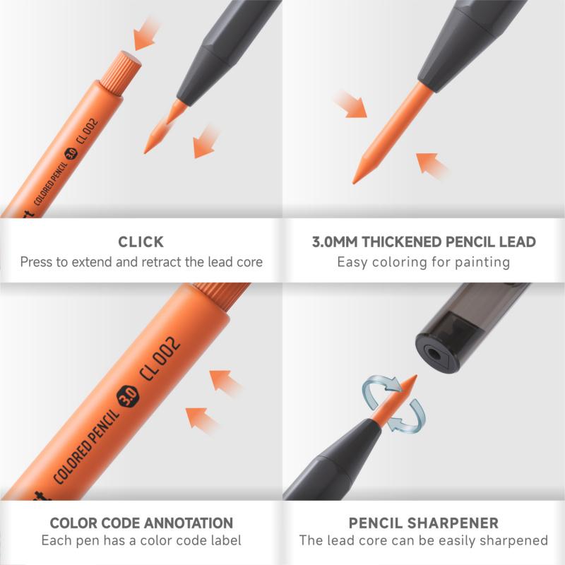 Mechanical Colored Pencils,  Assorted Colors,Mechanical Pencils with Sharpener, Aesthetic Drafting Tools Ideal for Both Beginners 3.0mm, 12/96 Colors