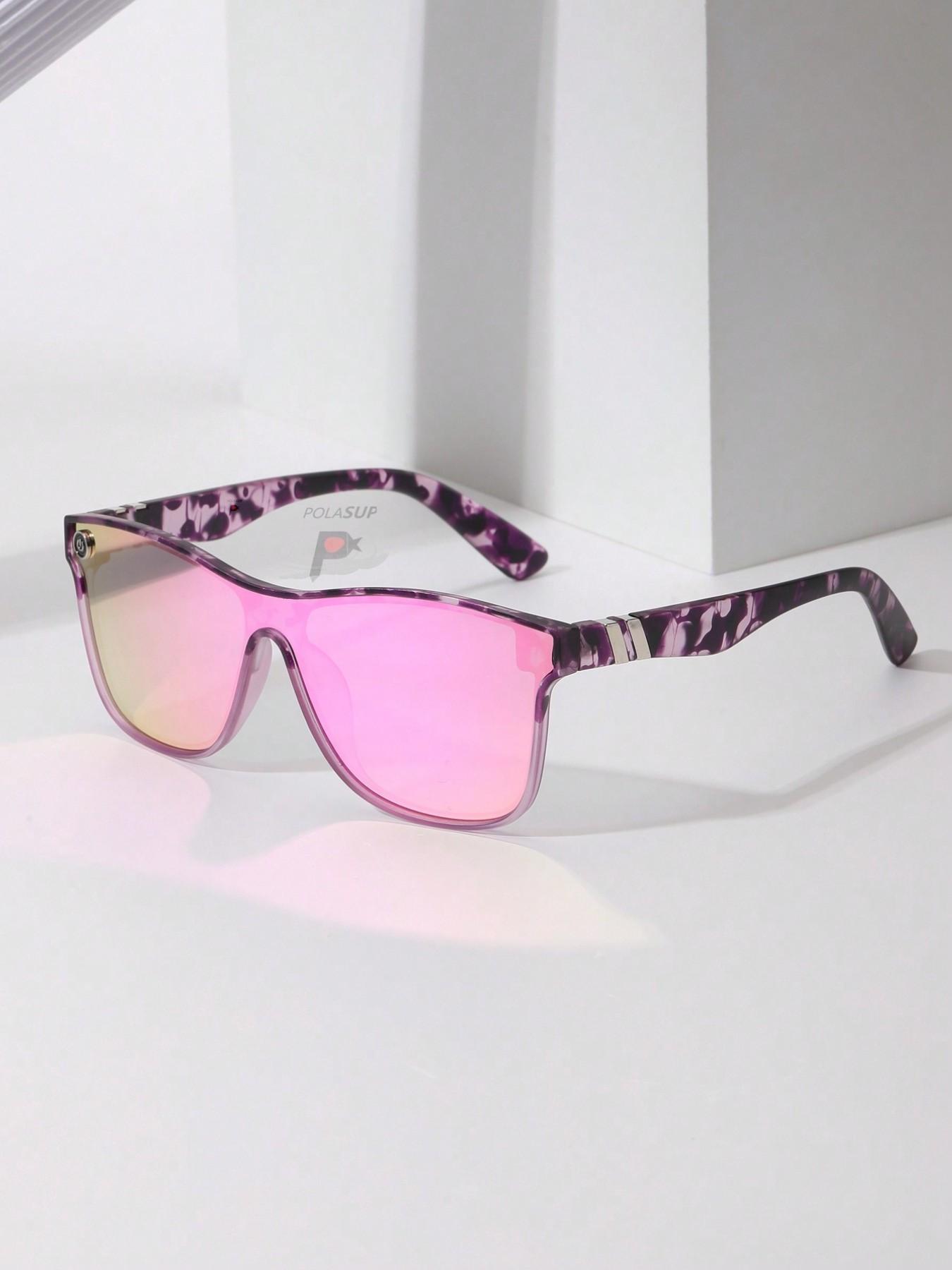 Women's Streamlined Windshield Sunglasses Button Accessories, Decorative Dual Rod Metal Decoration, Summer Gradient Color Reflective Film Eyewear