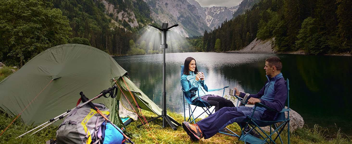 CuLiDing Rechargeable Camping Light with Stand, 67" Tall Portable Cordless, Multiple adjustable lumens, 4000K/6500K Dimmable with Detachable Tripod