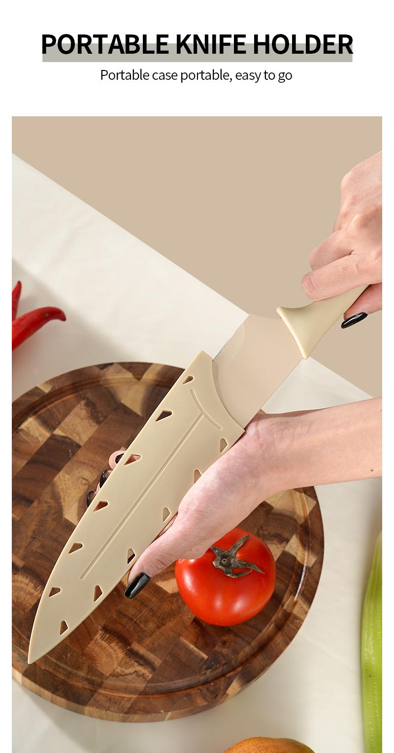 14 Pieces, Kitchen Knife Set, 7 Knives, 7 Protective Sleeves, Can Cut Meat and Vegetables, Can Cut Fruit, Can Cut Steak, Rust Resistant and Durable,  Gift Set Outdoorfun Fathersdaygift Outdoorfun Fathersdaygift Utensils Stainless Steel Cooking