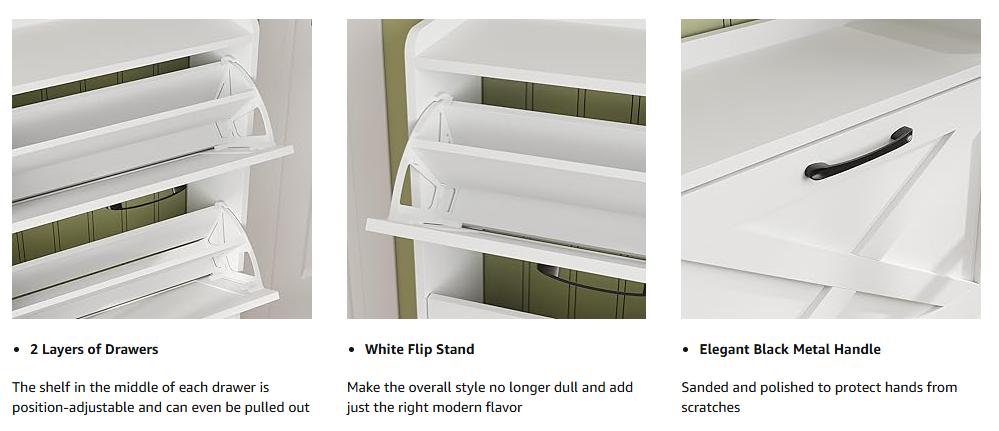 Vabches Large Shoe Storage Cabinet with 6 Flip Drawers, Freestanding Shoe Organizer with Metal Handles for Entryway, Narrow Shoe Rack Cabinet Beige