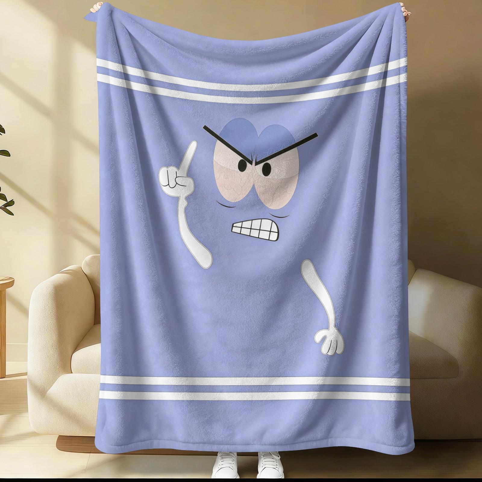 Towelie South Park Throw Blanket, Cute Cartoon 420 Themed Cozy Fleece Blanket, Funny South Park Character Blanket for Sofa Bed, Ideal Gift for South Park Fans