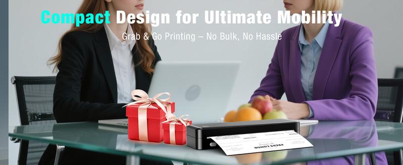 Portable Printer Wireless for Travel, Inkless Thermal Printer Supports 8.5 x 11 Inch Thermal Paper, Bluetooth Compatible with iOS, Android, Laptop Includes 2 Rolls & 10 Sheets of Paper Kit