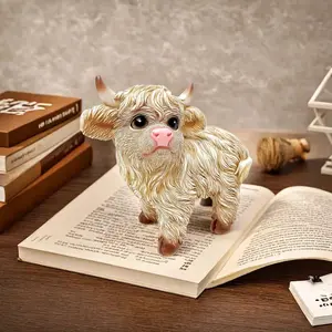 Adorable Highland Cow Resin Statue, Perfect for Living Room Bedroom Desk Cabinet Bookshelf Decor, Ideal Mother's Day Gift