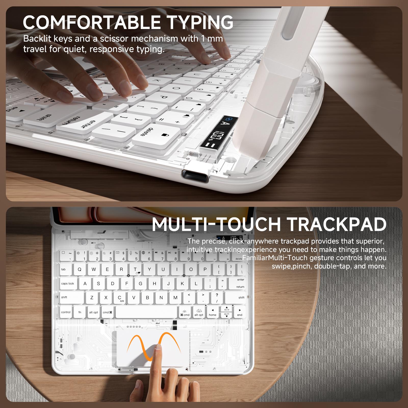 Lecsas 360° Swivel Keyboard Case for iPad 2018-2025 with Transparent Design, Magnetic Pencil Holder, Bluetooth Wireless, Durable & Lightweight Build(not include iPad!!!)